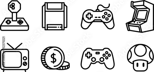 Retro video game icons for National Retro Video Game Day celebration
