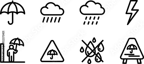 National Open an Umbrella Indoors Day weather icons collection