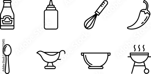 National Sauce Month icon set for cooking and celebrations