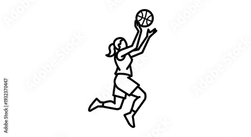 Woman playing basketball with dynamic motion and energetic pose and athletic wear