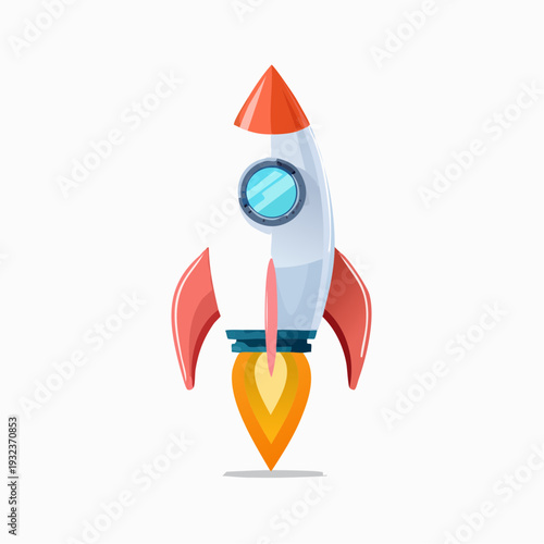 Vector business icon of a rocket launch isolated on a white background, symbolizing innovation and progress