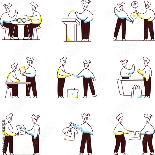 2.epsPack of Social Communication Doodle Style Illustrations 
