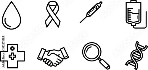Bleeding Disorders Awareness Month medical icons illustration