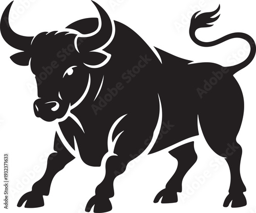 Bull silhouette icon. strength and perseverance symbol. vector image of animal