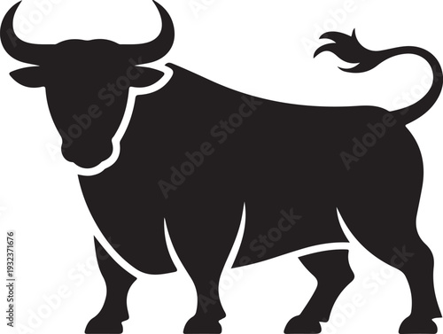 Bull silhouette icon. strength and perseverance symbol. vector image of animal