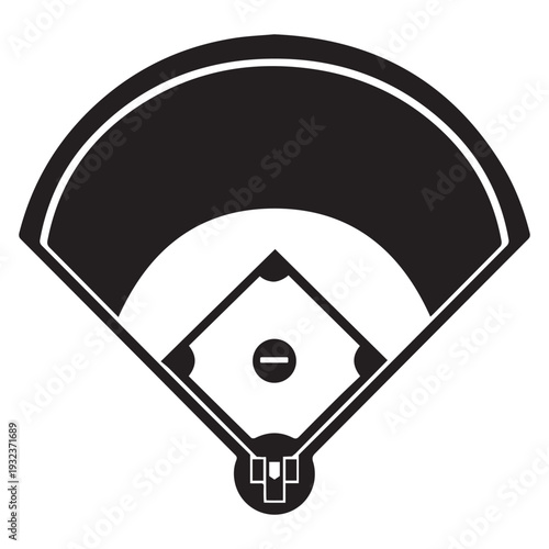 Baseball field Icon Silhouette vector black design on a white background