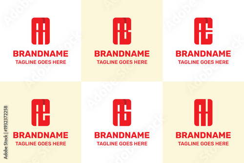 Letters AH AG AE AB AA Monogram Logo Set, great for HA GA EA BA AA Initials