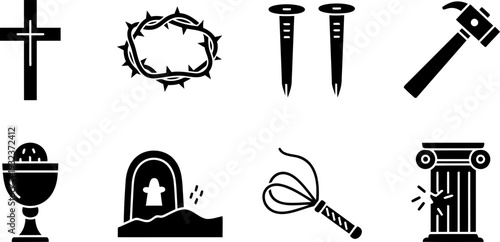 Good Friday Christian symbols vector icons collection