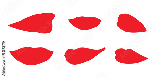 Red lips shapes vector bundle. Artistic lip forms isolated on transparent background. Perfect for Valentine, fashion design, cosmetic packaging, and creative branding