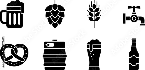 Beer Day icons set for celebration and brewing industry