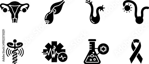 Endometriosis Awareness Month medical icons vector collection