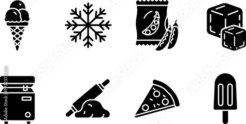 Frozen Food Icons Set for National Frozen Food Month