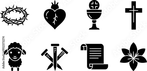 Passiontide Christian Symbols Silhouette Collection