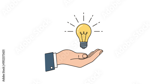 Businesswoman meditating in a lotus position with a glowing lightbulb idea above her head for mental clarity and focus.