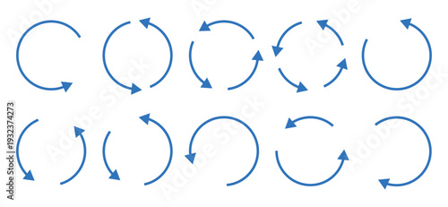 Blue Circular Arrow Icons for Refresh, Reload, and Cycle Concepts