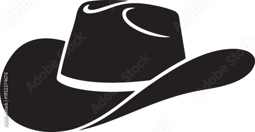 Country Western Cowboy Leather Hat, Texas Sheriff Hat silhouette