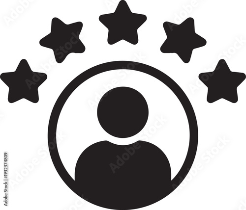 Customer experience or 5 star satisfaction rating flat vector icon for review apps and websites