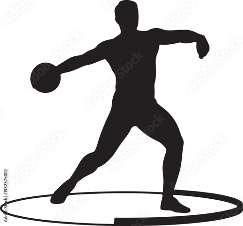 Discus thrower standing in the circle