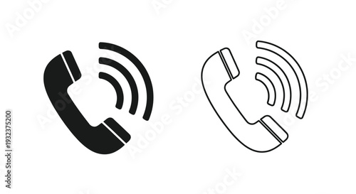Two modern telephone call icons signifying communication, an incoming ring, and essential contact.