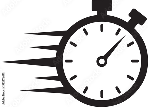 Fast delivery icon with timer. Fast stopwatch line icon. Fast delivery shipping service sign. Speed clock symbol urgency, deadline, time management, competition sign
