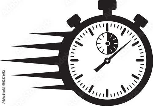 Fast delivery icon with timer. Fast stopwatch line icon. Fast delivery shipping service sign. Speed clock symbol urgency, deadline, time management, competition sign