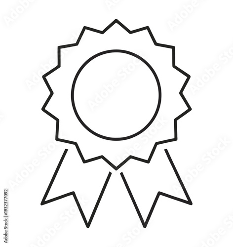 Vector of a ribbon rosette award symbol with a blank center for recognition or achievement purposes