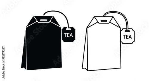 Two tea bags one black and one white with attached tags