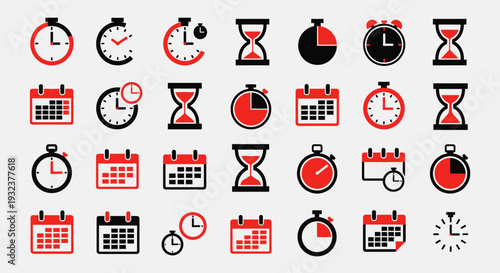Time Management and Productivity Icons Collection
