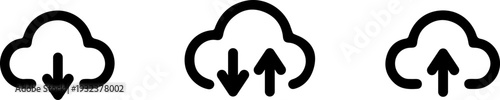 Cloud upload and download icon set