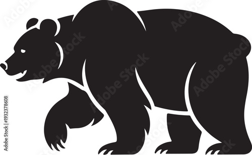 Grizzly bear or polar bear silhouette flat vector icon for animal wildlife apps and websites