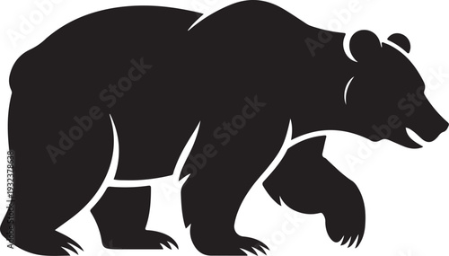 Grizzly bear or polar bear silhouette flat vector icon for animal wildlife apps and websites