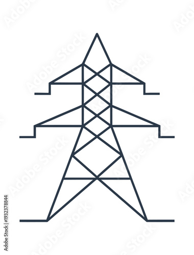 Vector of a high voltage power transmission tower or pylon in a simple and minimalist style using connected lines