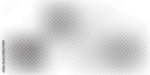 Dotted halftone gradient texture. Vanishing polka dot background. Repeating dots gradation pattern background. Black fading comic pop art overlay backdrop. Raster effect wallpaper. Vector halftone