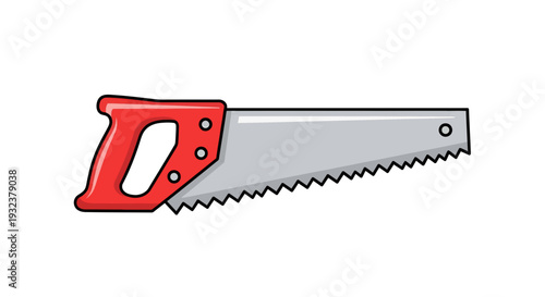 Handsaw Vector Illustration, Flat Design, Carpentry Tool for Woodworking, Construction, and DIY Projects