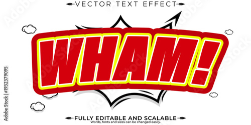A bold and eye-catching vector text effect with a comic book style WHAM! word