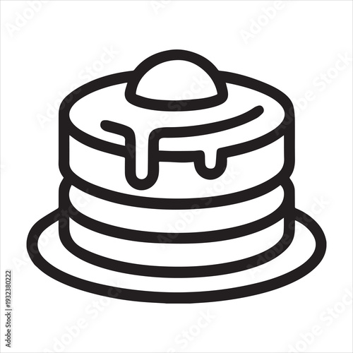 A vector icon of a stack of pancakes with butter and syrup.