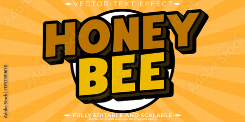 Premium Honey Bee editable vector text effect in a modern style