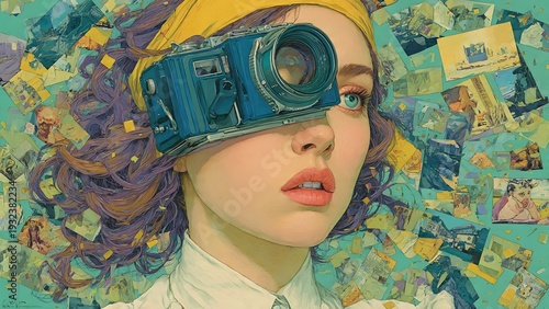 Girl with Vintage Camera Eye Patch