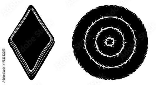 Set of 2 black and white vector icons