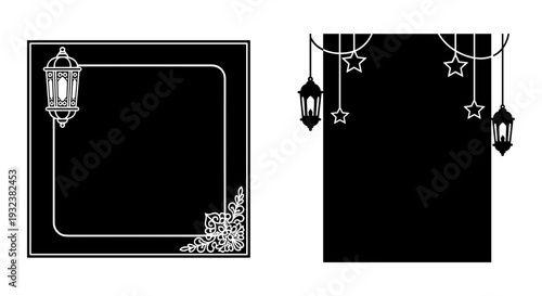 Elegant black serving trays with intricate gold designs for formal dining events Vector, illustration

