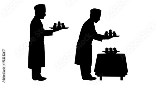 Comparison of top hats and star-shaped objects in black and white contrast Vector, illustration
