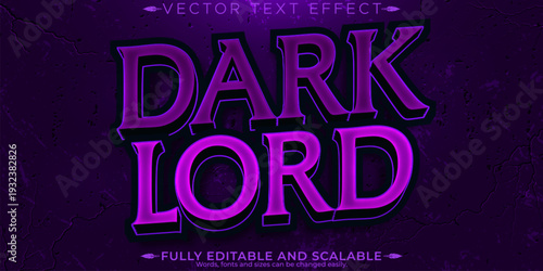 A premium dark lord text effect with editable and scalable vector design