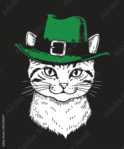 St. Catrick's Day Cute Cats and Shamrocks Lucky Clover T-shirt Design, st patricks day, cat lover