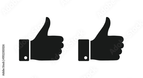 Two black thumbs up icons displayed on a white background