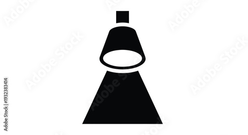Simple black silhouette of a spotlight or floodlight on a white background
