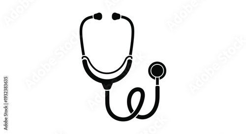 A black silhouette of a medical stethoscope against a white background