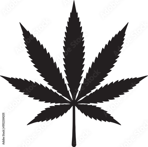 Black Cannabis Leaf Symbol Isolated Vector Icon