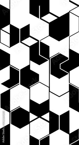 Geometric shapes pattern with cubes viewed from above in a modern abstract illustration