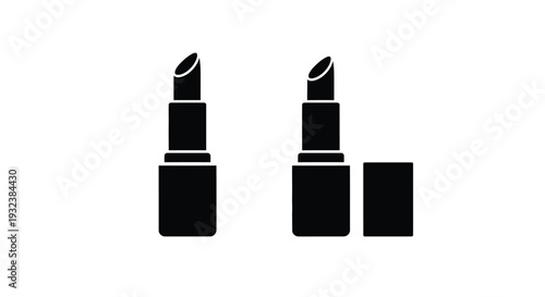 Two lipstick tubes and a rectangular shape in a simple black design