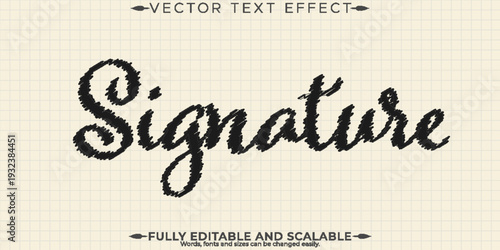 A premium signature text effect with editable and scalable vector design